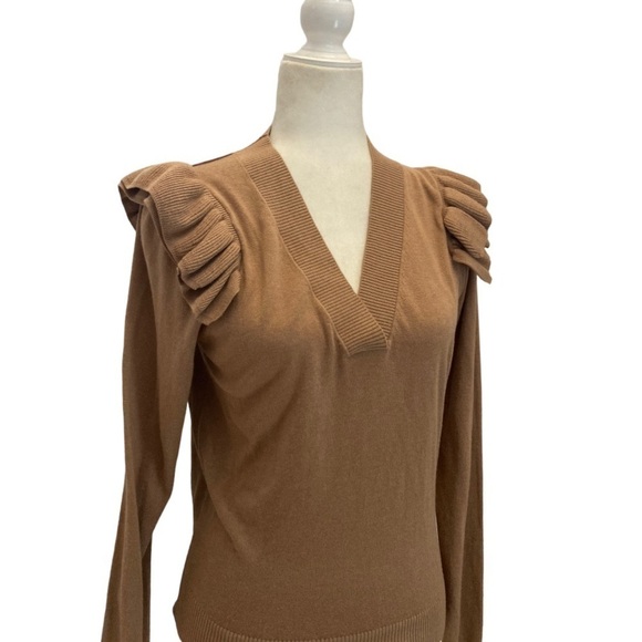 Brochu Walker NWOT Sweater Anaise Vee Cashmere Blend In Tawny - Picture 7 of 9